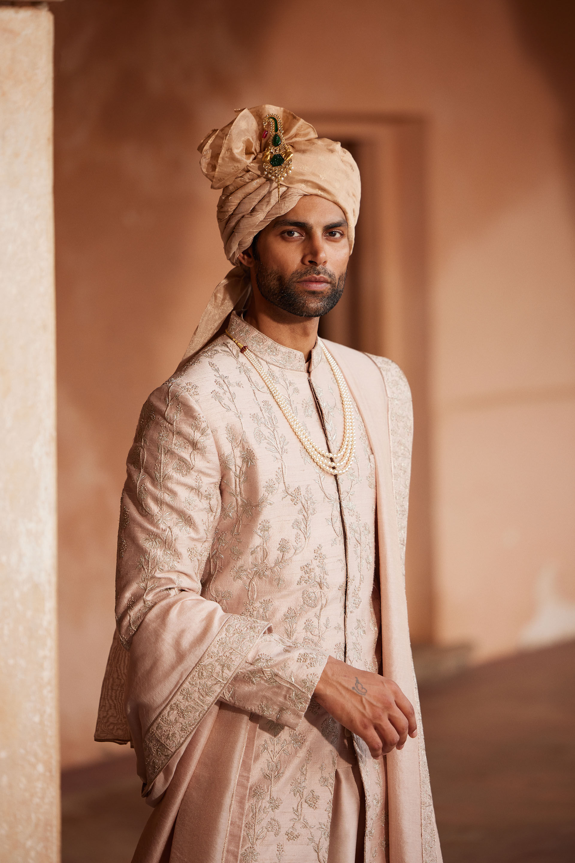 Shakunt Silk Safa - Salmon